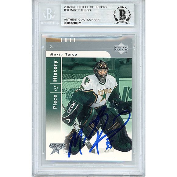 Marty Turco Signed Stars 02-03 Upper Deck Hockey Card Beckett BAS Slab Autograph - Picture 1 of 4